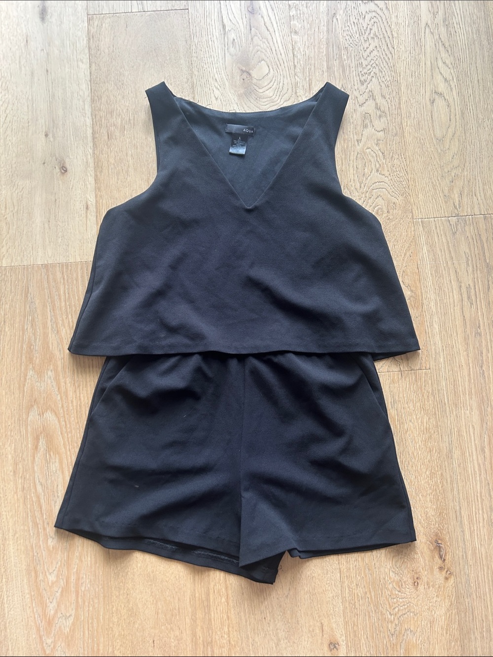 Aqua Black V-Neck Sleeveless Romper